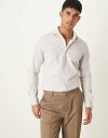 【送料無料】 マンゴ メンズ シャツ トップス Mango thin brown stripe shirt in white WHITE