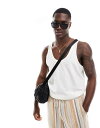 【送料無料】 エイソス メンズ ベスト トップス ASOS DESIGN waffle tank top in cream Coconut milk