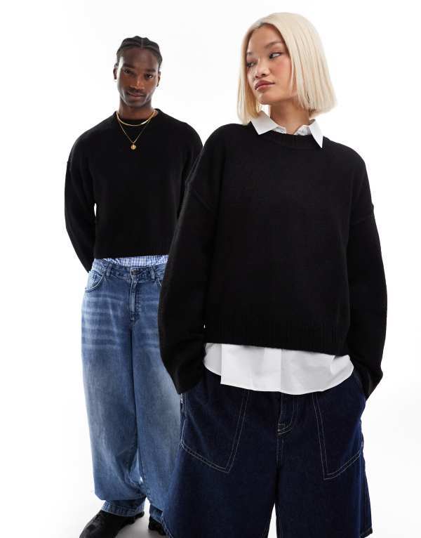 【送料無料】 コルージョン レディース ニット・セーター アウター COLLUSION Unisex sweater in black Black