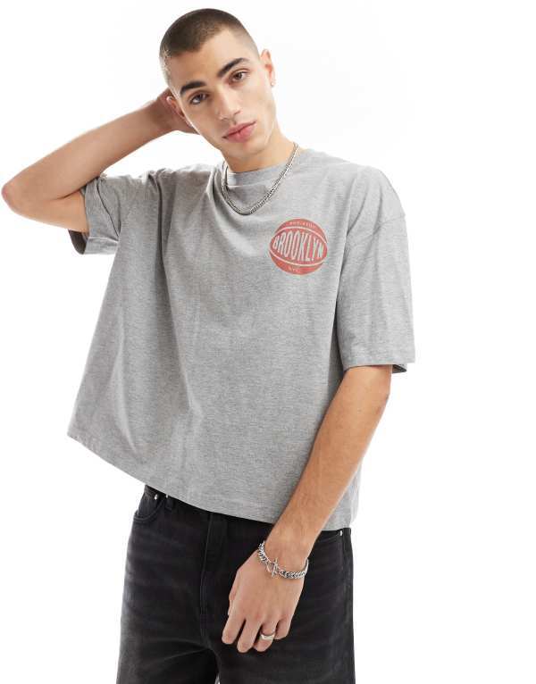 ̵   T ȥåץ ASOS DESIGN boxy oversized T-shirt with broo...