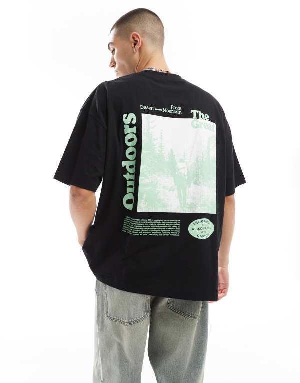 ̵   T ȥåץ ASOS DESIGN oversized T-shirt with outdoors ...