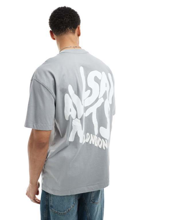 ̵ 륻  T ȥåץ AllSaints Orlando back print t-shirt in g...
