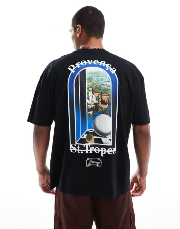 ̵   T ȥåץ ASOS DESIGN oversized T-shirt in black with ...