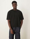【送料無料】 エイソス メンズ Tシャツ トップス ASOS DESIGN Premium interlock oversized boxy drop shou...