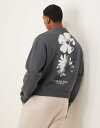 【送料無料】 エイソス メンズ ニット・セーター アウター ASOS DESIGN oversized boxy sweatshirt with floral print in charcoal CHARCOAL