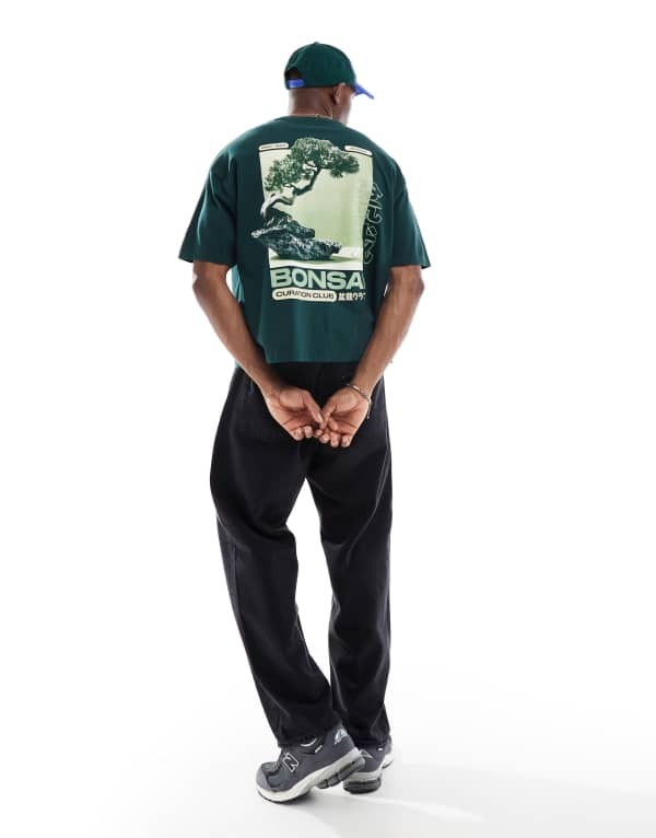 エイソス メンズ トップス Tシャツ グラフィック ASOS DESIGN boxy oversized T-shirt with bonsai gra..