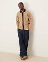 【送料無料】 エイソス メンズ カーディガン アウター ASOS DESIGN oversized knit textured contrast zip thr...