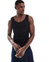 【送料無料】 エイソス メンズ タンクトップ トップス ASOS DESIGN muscle fit rib vest in black Black
