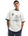 【送料無料】 エイソス メンズ Tシャツ トップス ASOS DESIGN oversized T-shirt with front print in off-white Off-white(4)