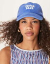 【送料無料】 エイソス レディース 帽子 アクセサリー ASOS DESIGN supper club slogan cap in blue Blue