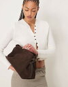 【送料無料】 エイソス レディース クラッチバッグ バッグ ASOS DESIGN suede belted crossover clutch bag in brown CHOCOLATE BROWN