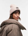 【送料無料】 オールセインツ レディース 帽子 アクセサリー AllSaints ribbed leather logo beanie in pale pink...