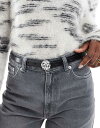【送料無料】 エイソス レディース ベルト アクセサリー ASOS DESIGN leather hammered disc waist and hip bel...