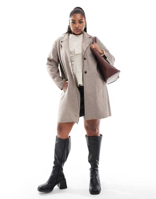 【送料無料】 オンリーカーブ レディース コート アウター ONLY Curve longline coat in beige BEIGE