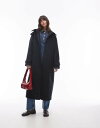 【送料無料】 トップショップ レディース コート アウター Topshop tab belted car coat twill in navy navy