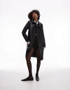 【送料無料】 マンゴ レディース コート アウター Mango faux leather mid length trench coat in black Black