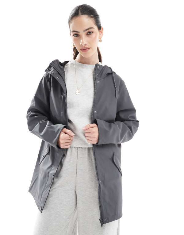 【送料無料】 ヴェロモーダ レディース コート アウター Vero Moda hooded rain jacket in asphalt Asphalt