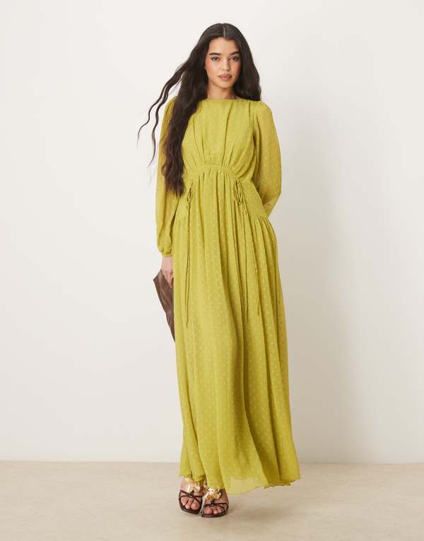 【送料無料】 エイソス レディース ワンピース トップス ASOS DESIGN textured channel detail maxi dress in pale green PALE GREEN