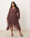 【送料無料】 エイソス レディース ワンピース トップス ASOS DESIGN Curve metallic textured pleat wrap skir...