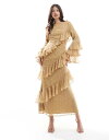 【送料無料】 エイソス レディース ワンピース トップス ASOS DESIGN tiered sleeve maxi dress with ruffles i...
