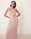 【送料無料】 ヴィラ レディース ワンピース トップス VILA cowl neck textured cami maxi dress in rose pink Misty Rose