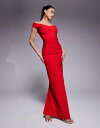【送料無料】 ベスパー レディース ワンピース トップス Vesper sweetheart neckline off the shoulder maxi dress in red RED