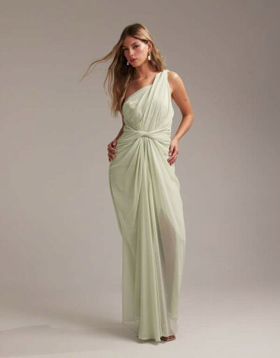 【送料無料】 エイソス レディース ワンピース トップス ASOS DESIGN Bridesmaids one shoulder draped twist detail midaxi dress in light green LIGHT GREEN 【送料無料】 エイソス レディース ワンピース トップス ASOS DESIGN Bridesmaids one shoulder draped twist detail midaxi dress in light green LIGHT GREEN