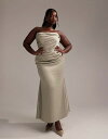 【送料無料】 エイソス レディース ワンピース トップス ASOS DESIGN Curve satin bandeau bridesmaid maxi dre...