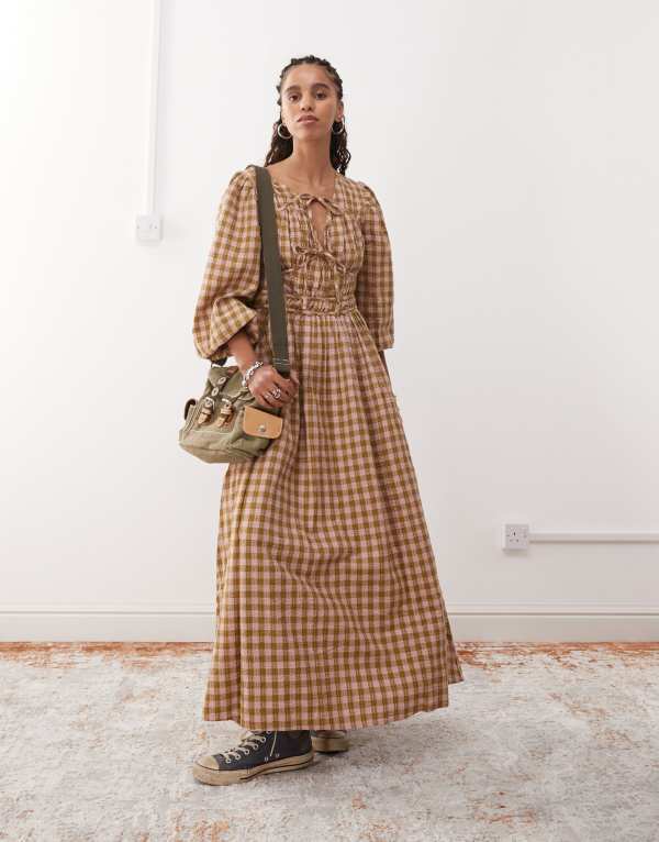 ̵ ꥯ쥤 ơ ǥ ԡ ȥåץ Reclaimed Vintage maxi smock dres...