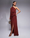 【送料無料】 エイソス レディース ワンピース トップス ASOS DESIGN slinky one shoulder drape maxi dress in...