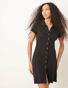 【送料無料】 エイソス レディース ワンピース トップス ASOS DESIGN collared linen blend mini tea dress with button front in black Black