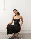 【送料無料】 モーテル レディース ワンピース トップス Motel darsih striped mesh cami maxi dress in dark gray Dark Gray Stripe