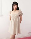 【送料無料】 モンキ レディース ワンピース トップス Monki linen puff sleeve mini dress in beige - Exclus...