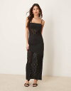【送料無料】 エイソス レディース ワンピース トップス ASOS DESIGN lace spliced cami maxi dress in black B...