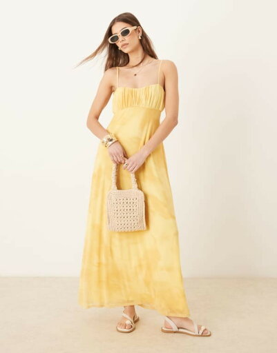 【送料無料】 エイソス レディース ワンピース トップス ASOS DESIGN cami tie straps midaxi tea dress in yellow floral print YELOW FLORAL 【送料無料】 エイソス レディース ワンピース トップス ASOS DESIGN cami tie straps midaxi tea dress in yellow floral print YELOW FLORAL