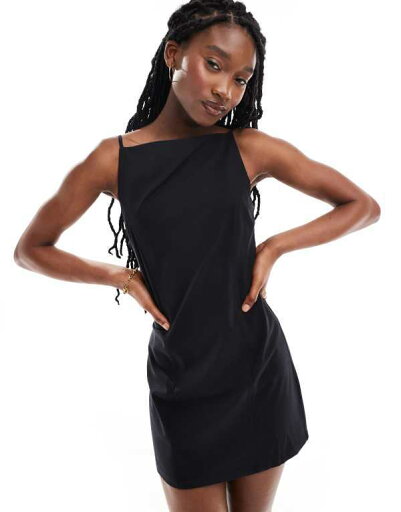 【送料無料】 ウィークデイ レディース ワンピース トップス Weekday Jemma mini dress with open back detail in Black Black 【送料無料】 ウィークデイ レディース ワンピース トップス Weekday Jemma mini dress with open back detail in Black Black