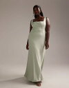 【送料無料】 エイソス レディース ワンピース トップス ASOS DESIGN Curve Bridesmaid satin square neck maxi...