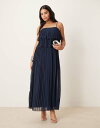 【送料無料】 ヴィラ レディース ワンピース トップス VILA pleated ruffle layer cami maxi dress in navy Navy Blazer