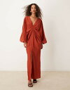 【送料無料】 エイソス レディース ワンピース トップス ASOS DESIGN plunge ruched bust maxi dress with blou...
