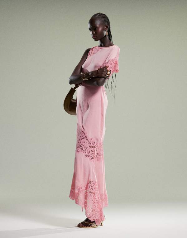 ̵  ǥ ԡ ȥåץ ASOS DESIGN flutter sleeve midi dress wit...