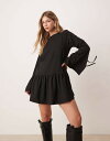 【送料無料】 エイソス レディース ワンピース トップス ASOS DESIGN tailored drop waist fit and flare mini dress in black Black