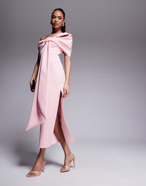 ̵  ǥ ԡ ȥåץ ASOS DESIGN scuba off shoulder bow detail...