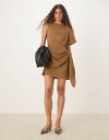 【送料無料】 エイソス レディース ワンピース トップス ASOS DESIGN drop waist sash front mini dress in moc...