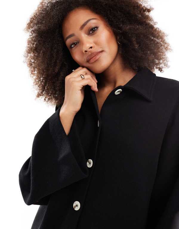 【送料無料】 エイソス レディース ワンピース トップス ASOS DESIGN supersoft collared button down cardigan mini dress in black Black