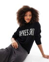 【送料無料】 スリードベア レディース パーカー・スウェット アウター Threadbare Ski knitted Apres hoodie in black...