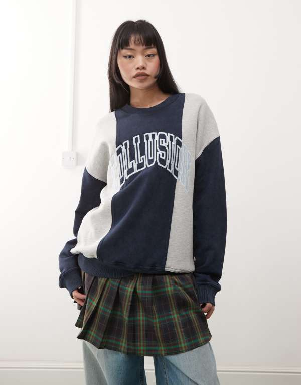 ̵ 롼 ǥ ѡå  COLLUSION spliced retro sweatshirt...