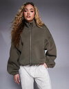 【送料無料】 エイソス レディース パーカー・スウェット アウター ASOS DESIGN scuba zip through sweatshirt in kh...