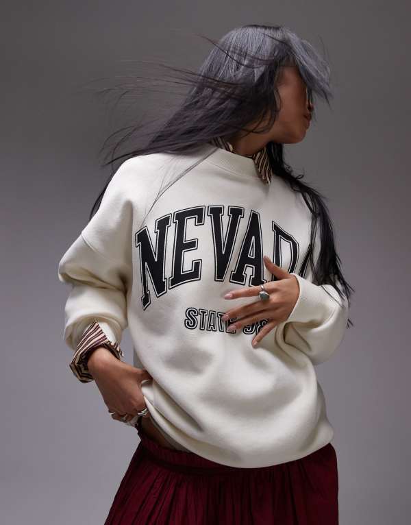 ̵ ȥåץå ǥ ѡå  Topshop graphic Nevada oversized ...