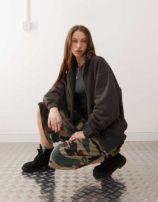 ̵ ǥ ǥ ѡå  Weekday Jodi zip up funnel neck sw...