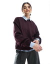 【送料無料】 ベルシュカ レディース パーカー・スウェット アウター Bershka oversized sweatshirt in burgundy Burg...